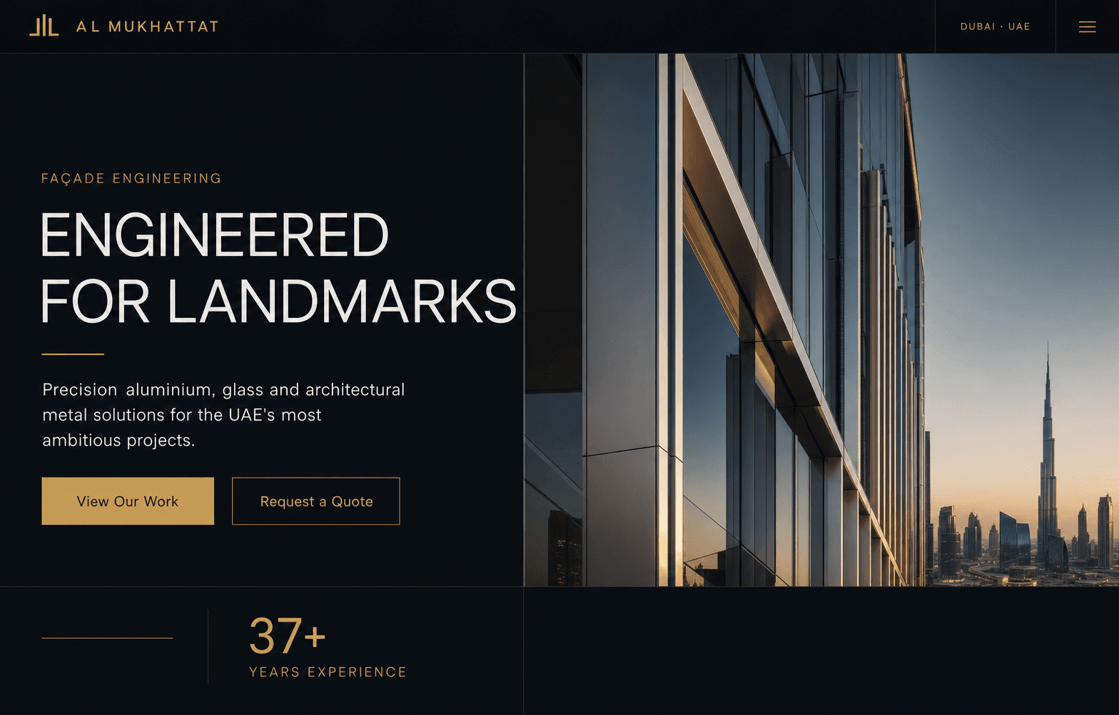 Al Mukhattat façade engineering website homepage design